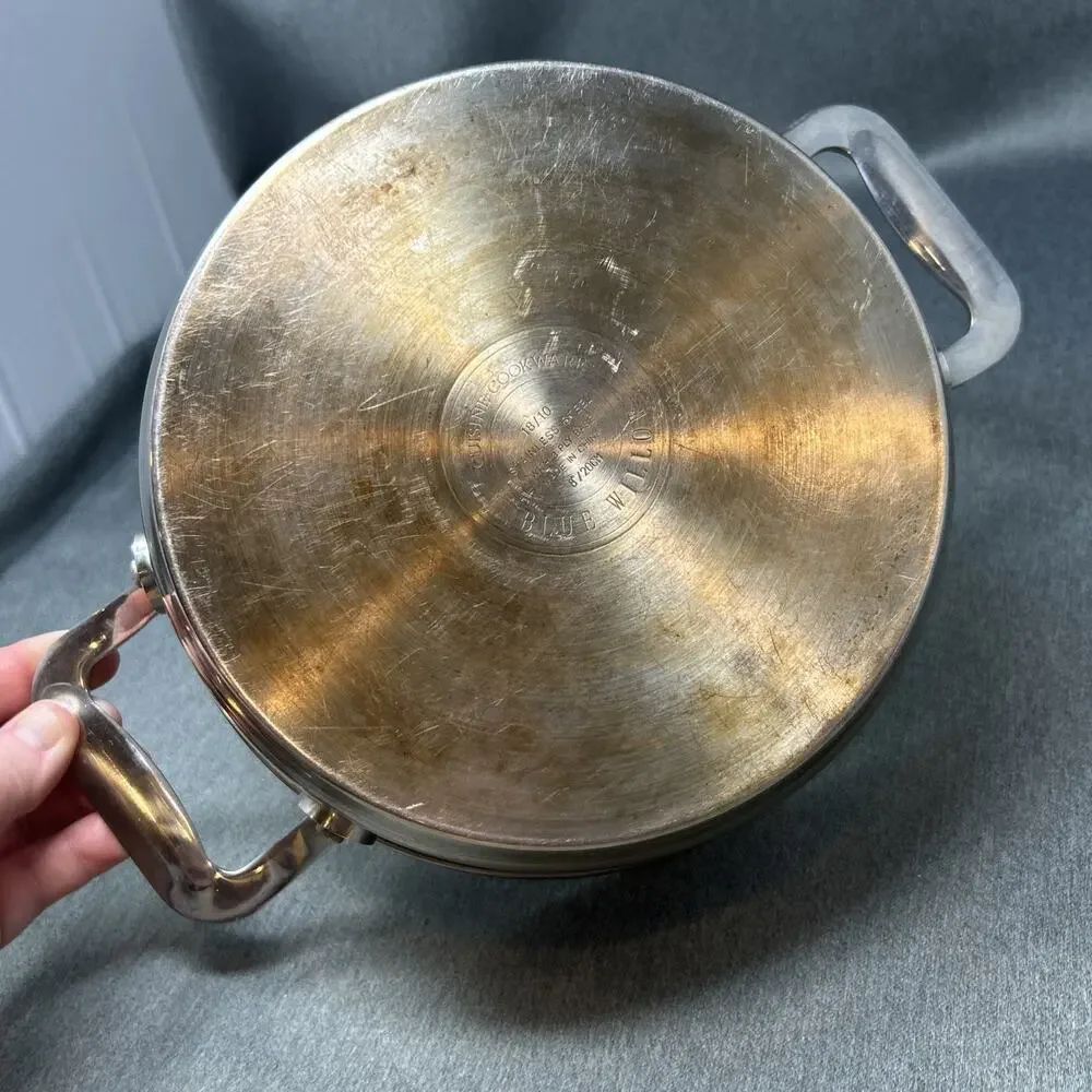 Vintage Cuisine Cookware Blue Willow Stainless Steel Pot Casserole NO LID